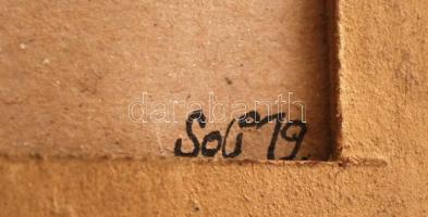 Soli jelzéssel: Égtájak, vegyes technika, papír, paszpartuban, 20,5×13,5 cm