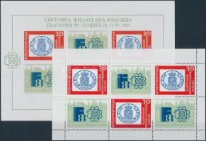 1988-1989 International exhibition stamp minisheet + block, 1988-1989 Nemzetközi bélyegkiállítás kisív + blokk
