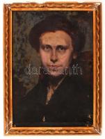 Jelzés nélkül: Női portré, olaj, vászon, fa keretben, kis sérüléssel, 41,5×29 cm
