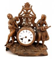 Antik asztali és kandalló órák (9db), nem működnek és sérültek, tűz aranyozott bronz, fém, fa, jelzé...