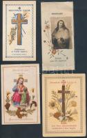 cca 1900-1940 4 db jeruzsálemi emlék szentkép, közte 1 db lithóval, száraz virágokkal díszítve