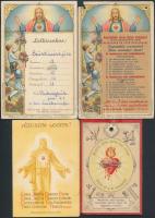 cca 1930-1940 Jézus Szíve tiszteletével kapcsolatos szentképek, levélzárók, 8 db