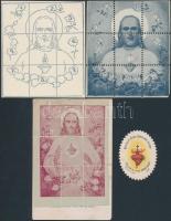 cca 1930-1940 Jézus Szíve tiszteletével kapcsolatos szentképek, levélzárók, 8 db