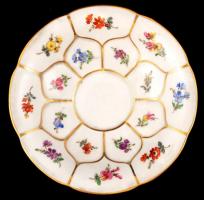 Meissen mokkás csésze és alj, kézzel festett, jelzett, hibátlan