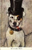 15 db RÉGI motívum képeslap, kutyák, több humoros lappal, vegyes minőség / 15 old motive postcards, ...