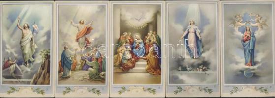 cca 1920-1930 Rózsafüzér titkokat ábrázoló szentképsorozat, 15 db