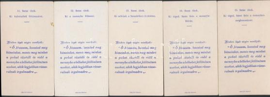 cca 1920-1930 Rózsafüzér titkokat ábrázoló szentképsorozat, 15 db