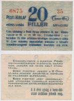 Budapest 1919. 20f "8 Órai Újság" + ~1920. 20f "Pesti Hírlap" T:III