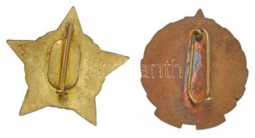 ~1960. "Munkásőr" szolgálati zománcozott jelvény 5 év szolgálat után (36mm) + "Kiváló...