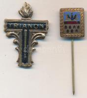 ~1930. Trianon festett Br kitűző, tű letört (31x21mm) + Erdély címere zománcozott fém kitűző T:2
