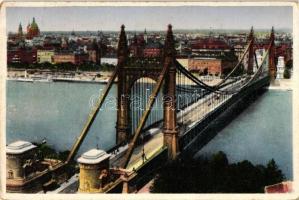 Budapest - 7 db régi városképes képeslap, Dunai hidak: Erzsébet-, Lánc-, Margit-, Ferenc József-hida...