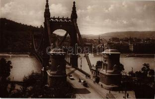 Budapest - 7 db régi városképes képeslap, Dunai hidak: Erzsébet-, Lánc-, Margit-, Ferenc József-hida...