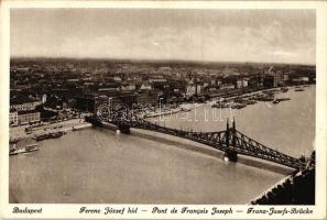 Budapest - 7 db régi városképes képeslap, Dunai hidak: Erzsébet-, Lánc-, Margit-, Ferenc József-hida...