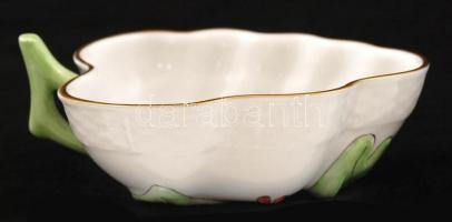 Herendi csipkebogyó mintás tálka, kézzel festett, jelzett, hibátlan, 10×7 cm