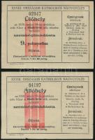 1938-1939 Belépőjegyek a XXXIV. Nemzetközi Eucharisztikus Kongresszusra és a XXVIII. Országos Katoli...