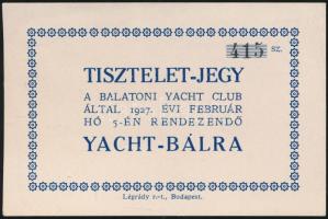 1927 Tiszteletjegy a Balatoni Yacht Club által rendezett Yacht-bálra