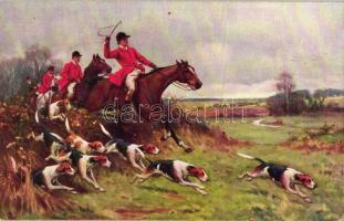 Hunters on horseback with dogs, James Henderson & Sons Ltd. Hunting series 10. (EK)