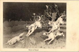 Chasse au Renard / dogs chasing fox, hunting