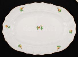 Herendi szamóca mintás süteményes készlet, kézzel festett, jelzett, hibátlan, 34×24 cm, d:20,5 cm