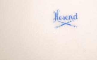 Herendi szamóca mintás süteményes készlet, kézzel festett, jelzett, hibátlan, 34×24 cm, d:20,5 cm