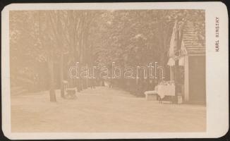 1875 Szliács dohányárudával keményhátú fotó. (Karl Kinszky fotó) / Szliacs with tobacco shop vintage photo 7x11 cm