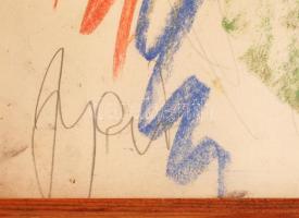 Olvashatatlan jelzéssel: Portré, vegyes technika, papír, üvegezett fa keretben, 32×24 cm