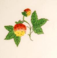 Herend szamóca mintás tálca, kézzel festett, jelzett, hibátlan, 40×28 cm