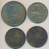 Vegyes: Dél-Korea 1961. 50H Ni-sárgaréz + 1972. 10W sárgaréz + Japán 1968. 10Y Br + 1970. 100Y Cu-Ni...