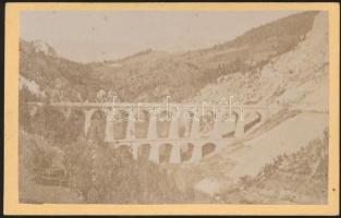 1875 Semmering keményhátú fotó. / Autria Semmering, Kalte Rinne viaduct vintage photo 7x11 cm