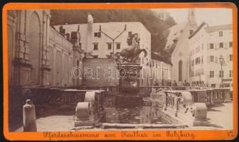 1881 Salzburg Lóúsztató keményhátú fotó / 1881 Salzburg horse-well photo 10x7 cm