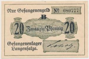 Német Birodalom / Langensalza hadifogolytábor ~1915. 20Pf T:II- German Empire / Langensalza POW camp ~1915. 20 Pfennig C:VF