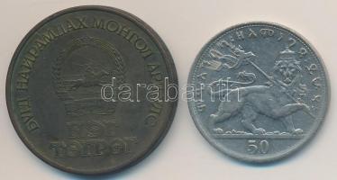 Vegyes: Etiópia 1923. 50m Ni + Mongólia 1971. 1T Al-Br "A Forradalom 50. évfordulója" T:2
...