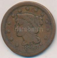 Amerikai Egyesült Államok 1848. 1c Cu T:3 ph., ü.
USA 1848. 1 Cent Cu C:F edge error, ding
Krause ...