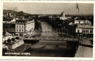 Nagyvárad, Oradea; híd, zsinagóga, Friedmann üzlete, Deutsch szövetbolt / bridge, synagogue, shops