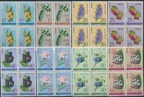 Virág sor záróérték nélkül négyestömbökben, Flowers set without closing value in blocks of 4