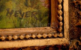 Heyer jelzéssel: Cica a fűben. Olaj, karton, keretben, 24×32 cm