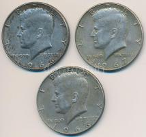 Amerikai Egyesült Államok 1966-1967. 1/2$ Ag Kennedy (3x) T:2,2- USA 1966-1967. 1/2 Dollar Ag Kennedy (3x) C:XF,VF