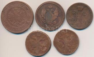 Orosz Birodalom 1737. 1d Cu + 1750. 1d Cu + 1813. 2k Cu + 1841. 1k Cu + 1880. 5k Cu T:2-,3
Russian ...