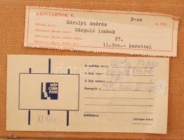 Károlyi András (1938-): Sárguló lombok. Olaj, farost, jelzett a hátoldalán, keretben, 39×74 cm