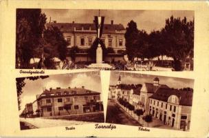 Tornalja, Tornala; Országzászló, Fő utca, Posta / main street, flag, post office