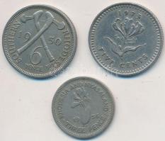 Dél-Rodézia 1950. 6p Cu-Ni + Rodesia és Nyasaland 1956. 3p Cu-Ni + Rodézia 1975. 5c Cu-Ni T:2,2-,3 Southern Rhodesia 1950. 6 Pence Cu-Ni + Rhodesia and Nyasaland 1956. 3 Pence Cu-Ni + Rhodesia 1975. 5 Cents Cu-Ni C:XF,VF,F