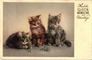 Birthday, cats, Begro Elite 4651. '1938 Internationale Handwerks Ausstellung Berlin' So. Stpl