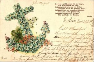 Floral anchor, greeting card, decorated litho (EK)