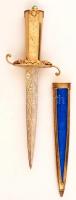 cca 1980 Aranyozott ezüst (Ag.) miniszteri dísztőr kovácsolt acél kétélű pengével, tenyésztett gyöng...
