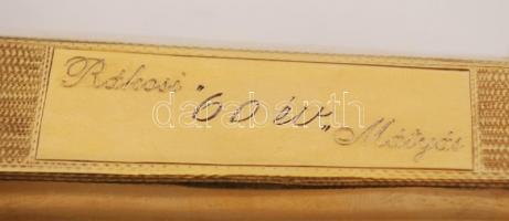 cca 1980 Aranyozott ezüst (Ag.) miniszteri dísztőr kovácsolt acél kétélű pengével, tenyésztett gyöng...