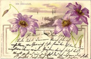 Mit Blütenduft / Floral greeting card, litho