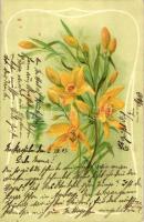 Floral greeting card, Emb. litho
