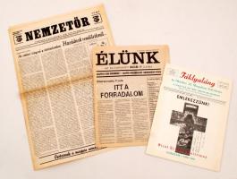 3 db, az 1956-os forradalommal foglalkozó újság: Életünk, Nemzetőr, Fáklyaláng