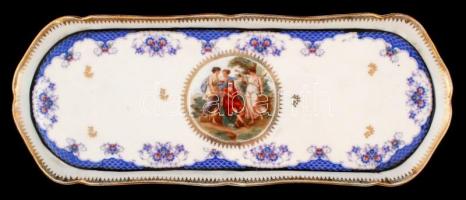 Csehszlovák porcelán süteményes készlet, mitológiai jelenetekkel, matricás, jelzett, kis kopásnyomok...