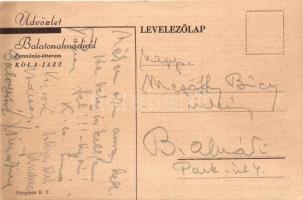 Balatonalmádi, Pannónia étterem hirdetése, Kola József slágereinek szövegével / Balatonalmádi, adver...